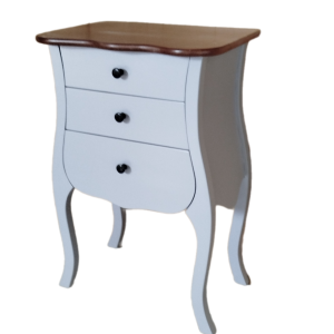 MESITA PARIS 3 CAJONES BLANCA TAPA CEREZO