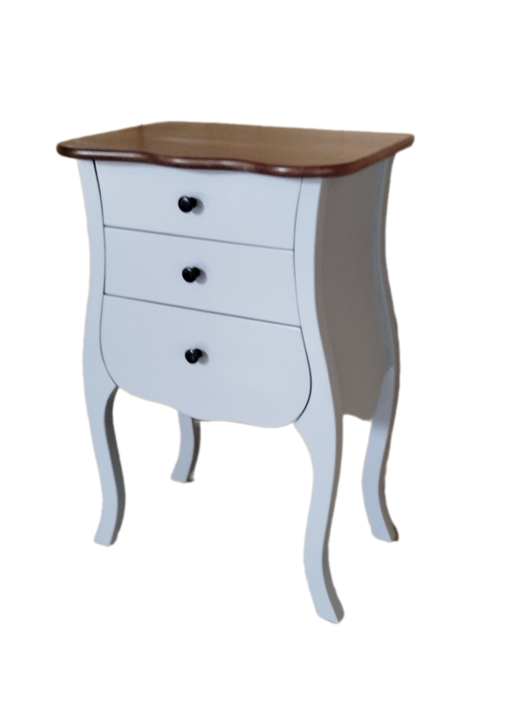MESITA PARIS 3 CAJONES BLANCA TAPA CEREZO