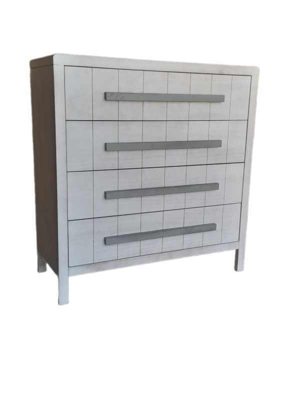 COMODA EGABRUM DECAPADO BLANCO Y TIRADOR DECAPADO GRIS